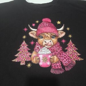 Cozy Black Sweater with Pink Graphic